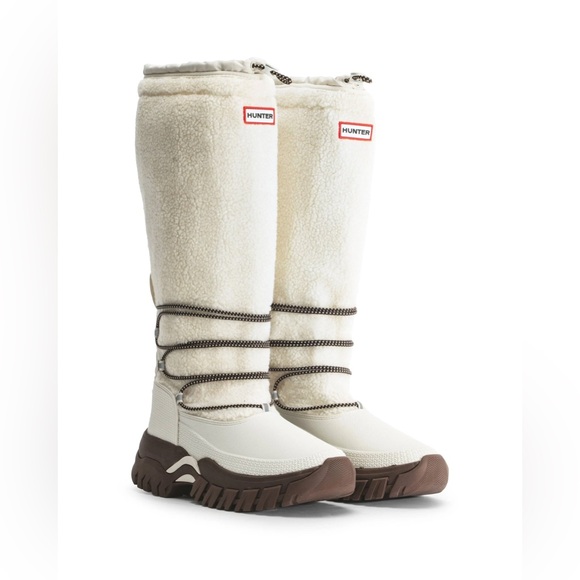 Hunter Shoes - Hunter Cream and Brown Women's Winter Rain Boots